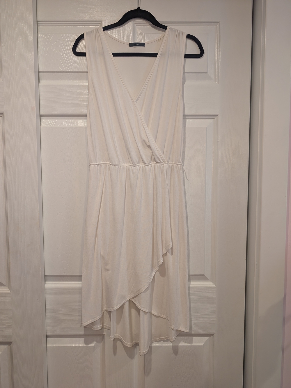 Tart White Sleeveless High-Low Wrap Dress